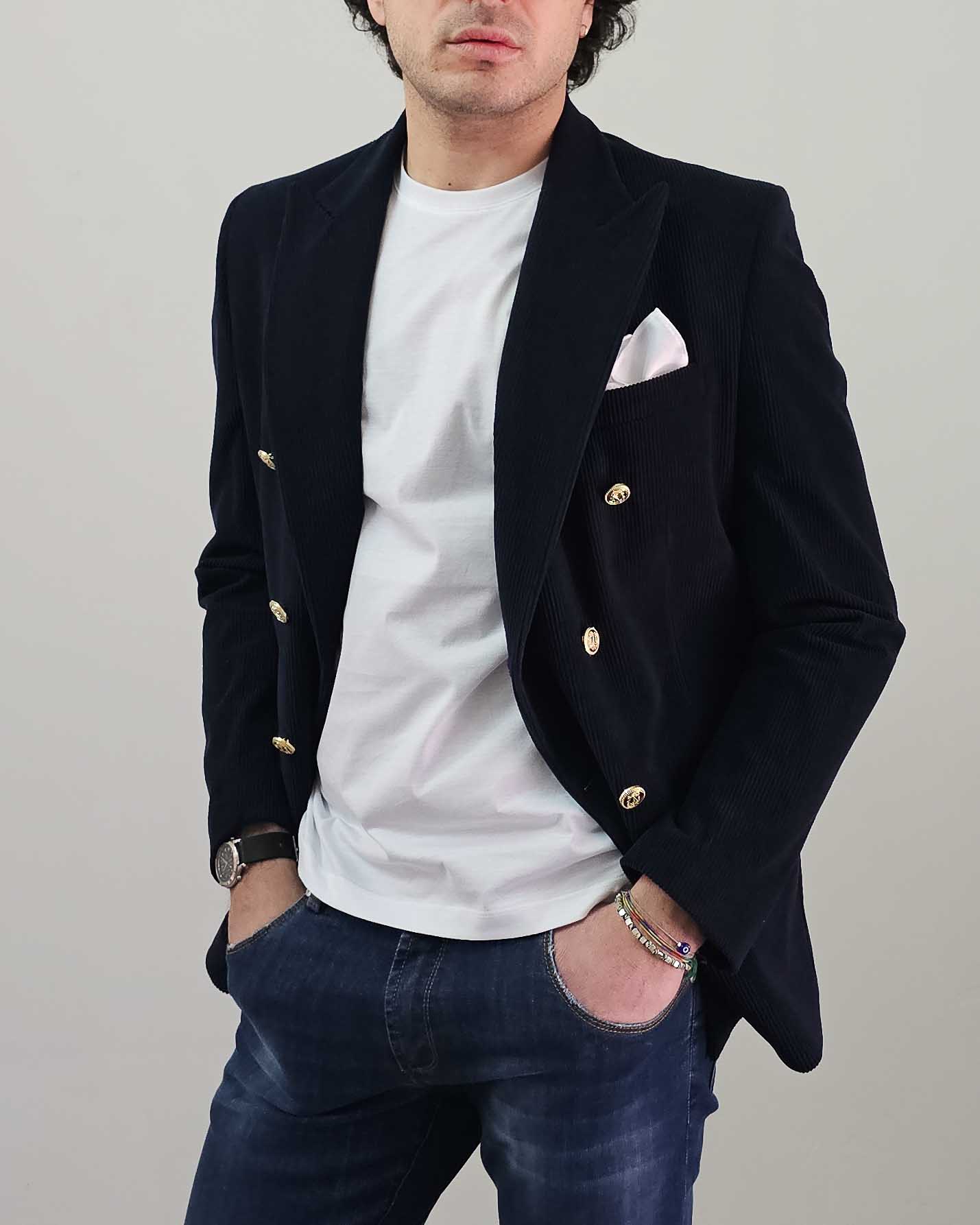 Blazer Uomo in velluto - Blu Navy